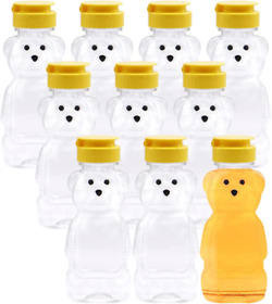 10 Pack 8 Oz Plastic Bear Honey Bottle Squeeze Jar With Flip-top Lid