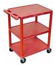 He34-rd 120560 . Id Cart 3 Red Utility Shelves 32.5