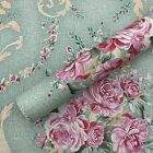 17.7inch X 197inch Vintage Floral Peel And Stick Wallpaper Green Contact Paper