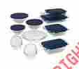 1093838 19-piece Pyrex Easy Grab Glass Bakeware Set With Blue Lids