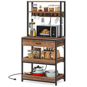 1easylife 648722136890 Kitchen Bakers Rack With Power Outlets High Utility Storage