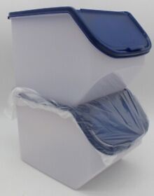4013a-2 2 New Tupperware 3 5.5 Liter Modular Mates White Blue Container Bins