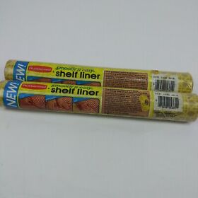 5331 2 Rolls Nos Vintage 1984 Rubbermaid Smoothfootn Easy Shelf Liner Cane Gold Print