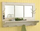 24-197 Park Designs Cottage Mirrored Wall Shelf With Hooks Distressed Cream 24-197 Park Designs Cottage Mirrored Wall Shelf With Hooks Distressed Cream