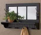 24-197r Park Designs Farmhouse Mirrored Wall Shelf With Hooks Distressed Black