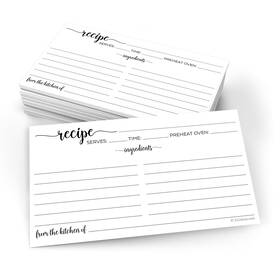 321done 074470314622 Small Recipe Cards Set Of 50 From The Kitchen 3x5 Black And White Minima
