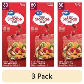 460278715257 3 Pack Fresh Seal Double Zipper Storage Bags Gallon 80 Count