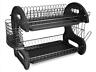 4891167859817 Home Basics Plastic Dish Drainer Black With Removable