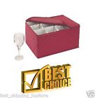 5093 Richard S Homewares Stemware Storage For 12 Wine Glasses Crimson Quilted Canvas Cotton Box Organizer 049412050937