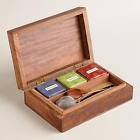 512422 Cost Plus World Market Carved Wood Chinese Tea Gift Box Set