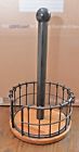 5189887 Sabatier Pfaltzgraff Wire And Acacia Wood Paper Towel Holder
