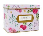 610366407728 Jot Mark Pink Peonies Tin For Recipe Cards