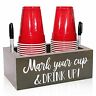 647697838990 Zingoetrie Grey Double Solo Cup Holder Wooden Party