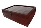 12-compartment 649553406657 Tea Assist Bamboo Storage Box Cherry Wood Organizer