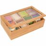 704660920233 Trademark Innovations Bamboo Tea Storage Box With Clear