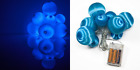 76124 Set Of Blue Battery Operated Satin Ball Ornament 840052161034