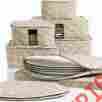 800728 Quilted China Storage 8 Piece Set Tan Dishes Dividers Cups Holder Protecter New 704798800728