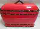 85275 Ack Ceramics Casa Vero Red Ruffle Ceramic Bread Box Food Storage Hand Painted New