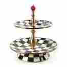 89425 Mackenzie-childs Courtly Check Enamel Two Tier Sweet Stand