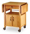 9276 Winsome Drop Leaf Wood Kitchen Rolling Cart Home Storage Organization Rack Shelf Drawer 700535359276