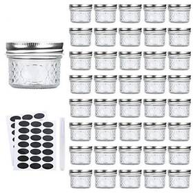 Accguan 757347200012 Mini Mason Glass Canning Jars 4 Oz With Integral Lids Silver Lid