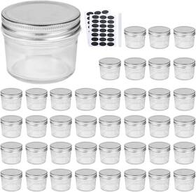 Accguan 757347200029 4oz Glass Jars With 4 Oz Integral Lids Silver Lid