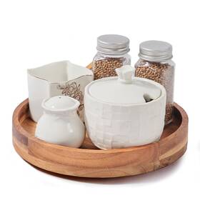 Lz008-12 Aciazaaz 12 Inch Acacia Wood Lazy Susan Organizer For Cabinet Turntable Fo