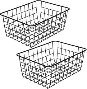 Aeggplant 732489618086 Kitchen Wire Baskets Farmhouse Decor Metal Food Storage 2 Pack Small Black