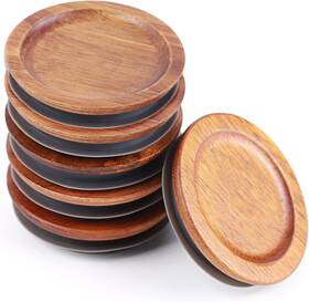 Af-03 Aforoeoa 6pack Regular Mouth Mason Jar Lids Acacia Wooden Storage Canning Brown