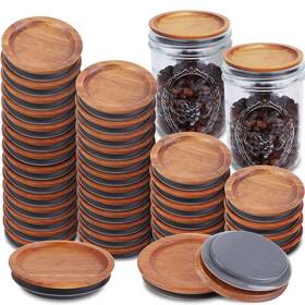 Af796124 Aforoeoa 36pack Wide Mouth Mason Jar Lids - Acacia Wooden Storage Canning Wit