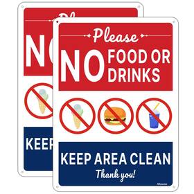 2pnfdkc1007 Afuven No Food Or Drink Keep Area Clean Signs 10 X 7 Inches Rust Free Aluminum Weath