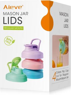 K0011a Aieve Mason Jar 4 Pcs Regular Mouth Lids Ftgreenft Ftpinkft Ftpurpleft Ftblueft