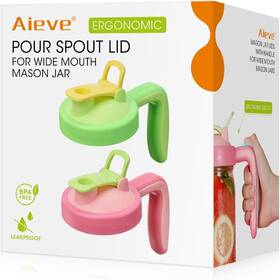 K0212a05usf Aieve Mason Jar Pour Spout Lid For Wide Mouth 2 Pack Green Pink