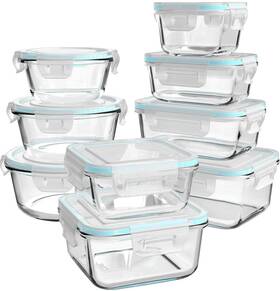 903-1 Ailtec Glass Food Storage Containers With Lids 18 Piece Meal Prep Container 903-1 Ailtec Glass Food Storage Containers With Lids 18 Piece Meal Prep Container