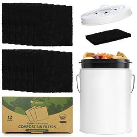 Airnex 897110700519 Charcoal Filters For Compost Bucket 3.5 In Square - Pack Of 12 Odor Bl Airnex 897110700519 Charcoal Filters For Compost Bucket 3.5 In Square - Pack Of 12 Odor Bl