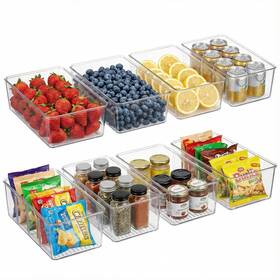 Aiyulong 4 4pcs Set Of 8 Clear Plastic Storage Bins 2 Kinds Size Pantry Organizers For Refri