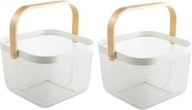 Ajioda 750139832491 2 Pack Metal Mesh Steel Basket Storage Organizer Multi-function White Ajioda 750139832491 2 Pack Metal Mesh Steel Basket Storage Organizer Multi-function White