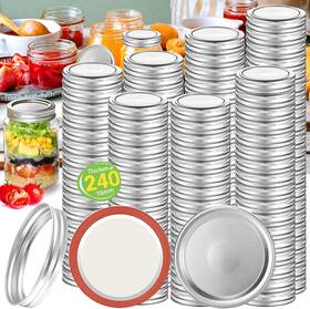 Aliggbent 781912886011 120pcs Regular Mouth Mason Jar Canning Lids And Bands Silver