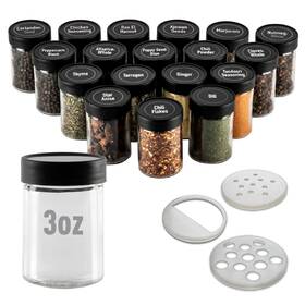 Asjs18 Allspice 3 Inch Glass Spice Jars Fluid Ounces- 18 Pack 3oz Asjs18 Allspice 3 Inch Glass Spice Jars Fluid Ounces- 18 Pack 3oz