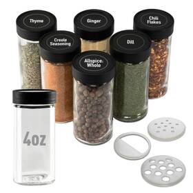 Asrpj6 Allspice 4 Inch Glass Spice Jars Fluid Ounces- 6 Pack 4oz