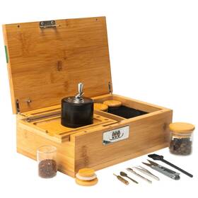 Alta Vibes 198715588415 Premium Large Bamboo Storage Box - With Lock Smell Proof Jars Tray Decorat