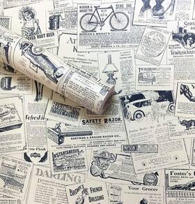 Amhao 723044442161 Vintage Newspaper Decorative Paper Vinyl Self Adhesive Shelf Drawer Liner Home D