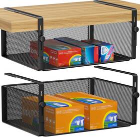 Am-1008 Amonhouseware 2pack Under Shelf Basket Organizer Adjustable Large Black