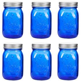 Amzcku 767136829898 16 Oz Blue Mason Jars With Lids Regular Mouth Canning Medium