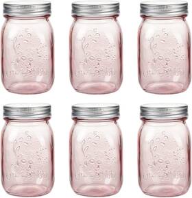 Ves3261 Amzcku 16 Oz Rose Pink Mason Jars With Lids 6 Pack Regular Pink16oz 6pack