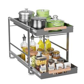 Ap-8017 Andup Under Sink Organizer Pull Out Cabinet 2 Tier Slide Shelf