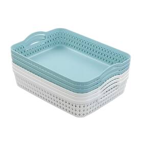 Annkkyus 737269789024 Weaving Plastic Baskets Set Of 6 A4 Paper Storage Tray