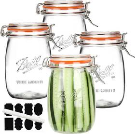 Anwoi 765063527757 Wide Mouth Glass Jars With Airtight Lid 32oz 4 Pack Kitchen Storage Clear