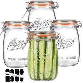 Jar-32 Anwoi Wide Mouth Glass Jars With Airtight Lid 32oz 4 Pack Kitchen Storage Large Cl Jar-32 Anwoi Wide Mouth Glass Jars With Airtight Lid 32oz 4 Pack Kitchen Storage Large Cl