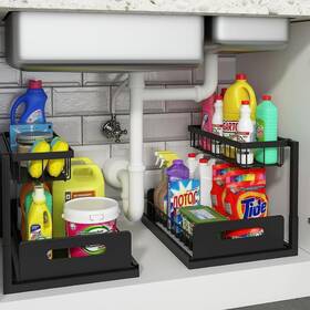Snsa10-2ki004 Aoibox 11 Inch X 10.6 Under Sink Organizer And Storage In Black Metal 2-pack For
